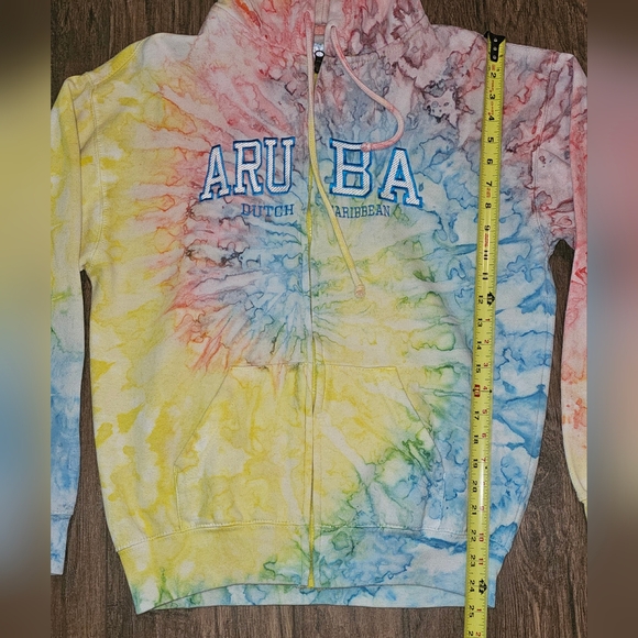 Souvenir Vacation Aruba Dutch Carribbean Front Zip Hooded Sweatshirt Medium - Picture 2 of 6